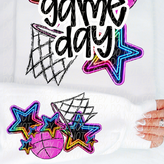 Basketball Game Day Pink Black-[DTF Transfer]-Lovie T Designs