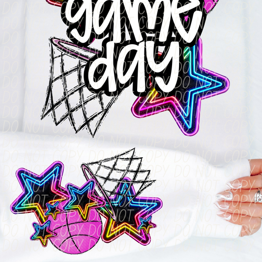 Basketball Game Day Pink White-[DTF Transfer]-Lovie T Designs