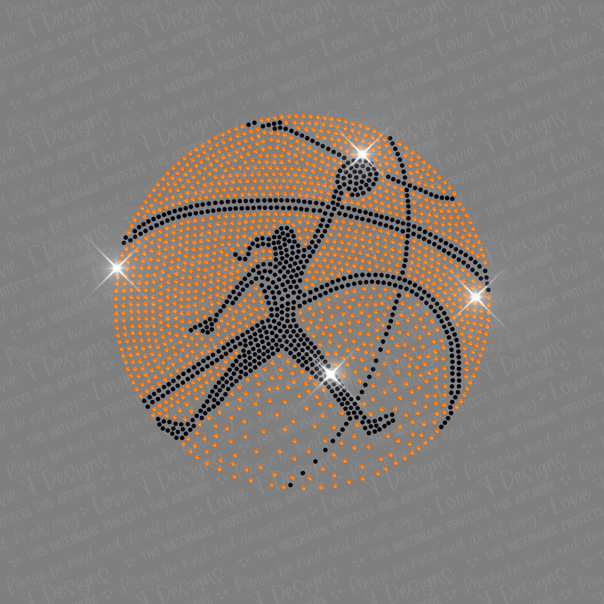 Basketball Silhouette Spangle Transfer-Lovie T Designs