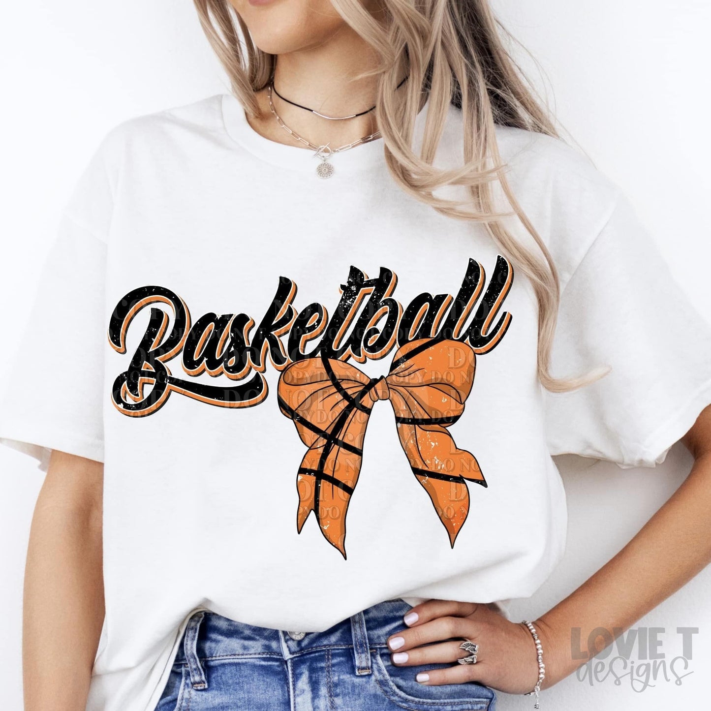 Basketball with Bow-Lovie T Designs