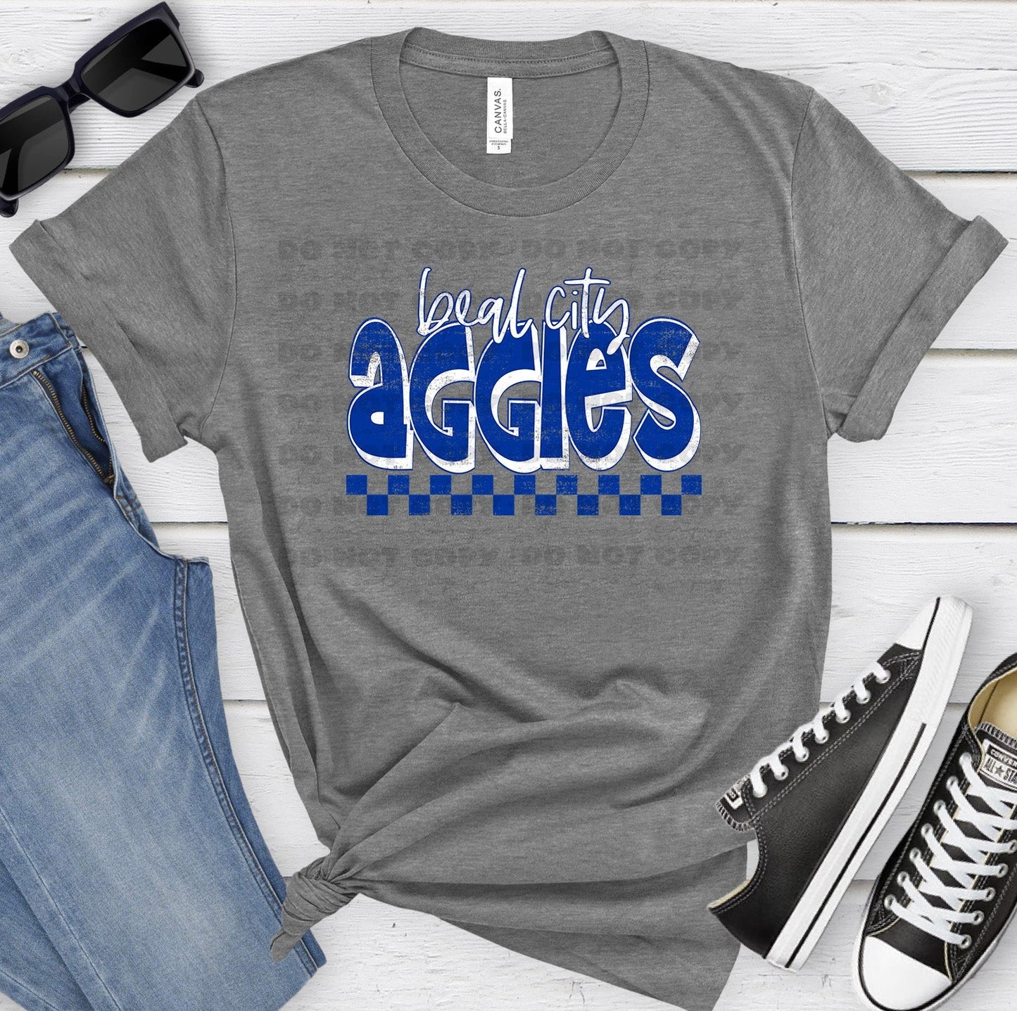 Beal City Aggies Royal White Grunge-Lovie T Designs