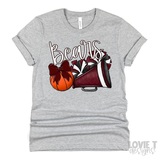 Bears Basketball and Megaphone Script Maroon-Lovie T Designs