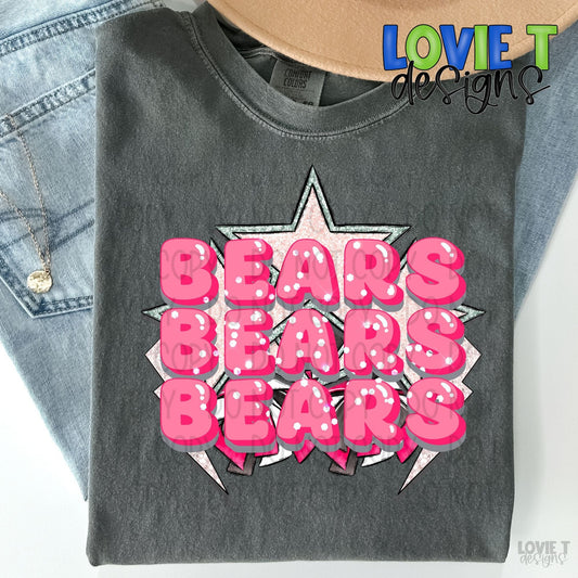 Bears Pink Stacked Stars