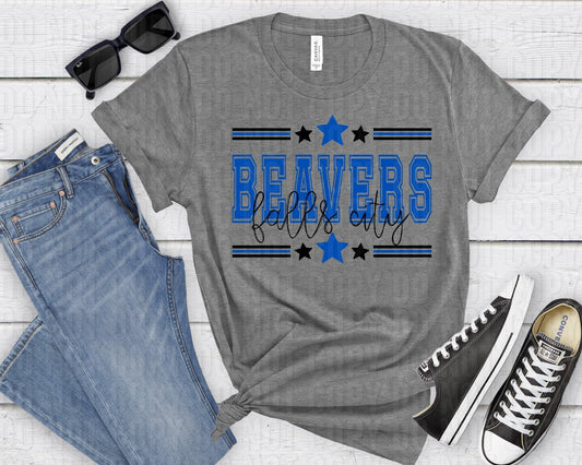 Beavers Falls City Black Blue All Stars-Lovie T Designs