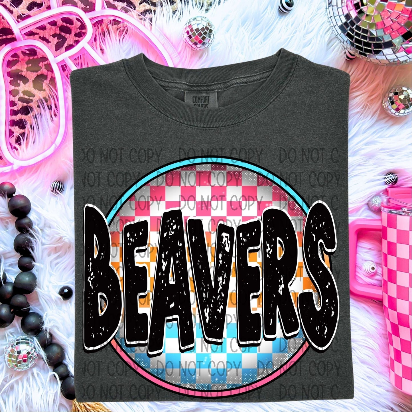 Beavers Neon Circle Mascots-Lovie T Designs