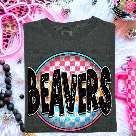 Beavers Neon Circle Mascots-Lovie T Designs