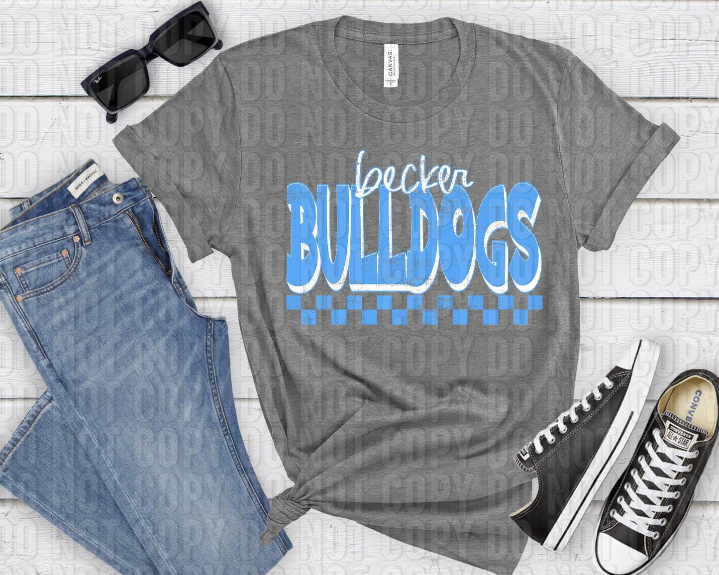 Becker Bulldogs White Blue Grunge-Lovie T Designs