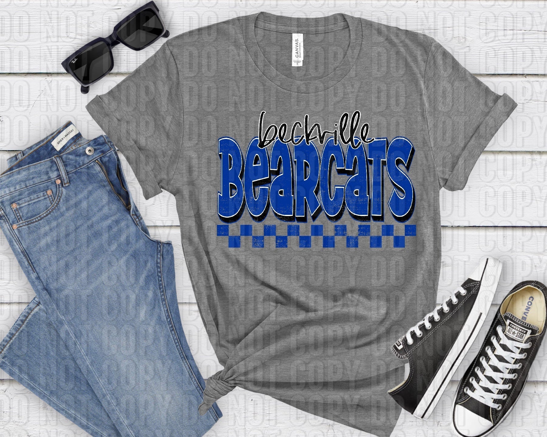 Beckville Bearcats Black Blue Grunge-Lovie T Designs