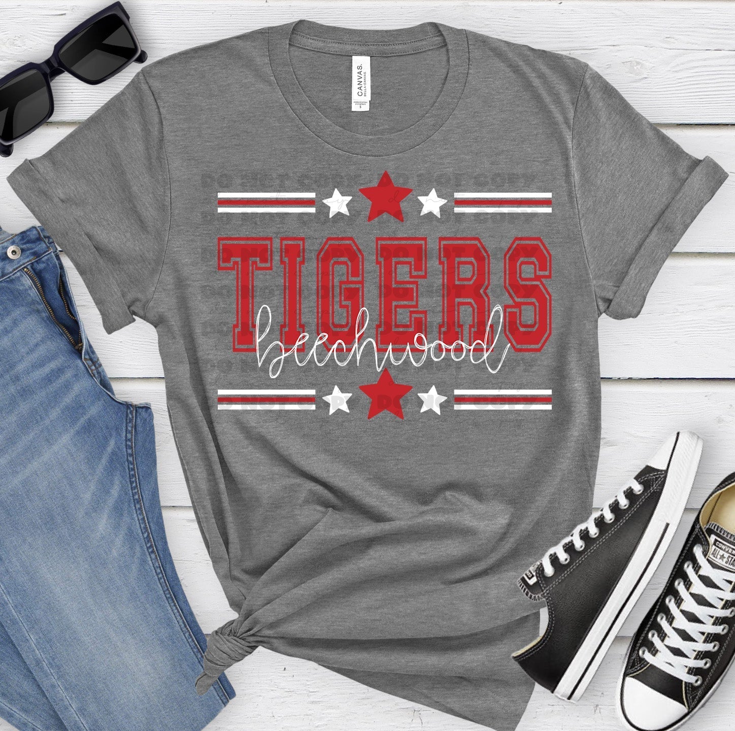 Beechwood Tigers Red White All Stars-Lovie T Designs