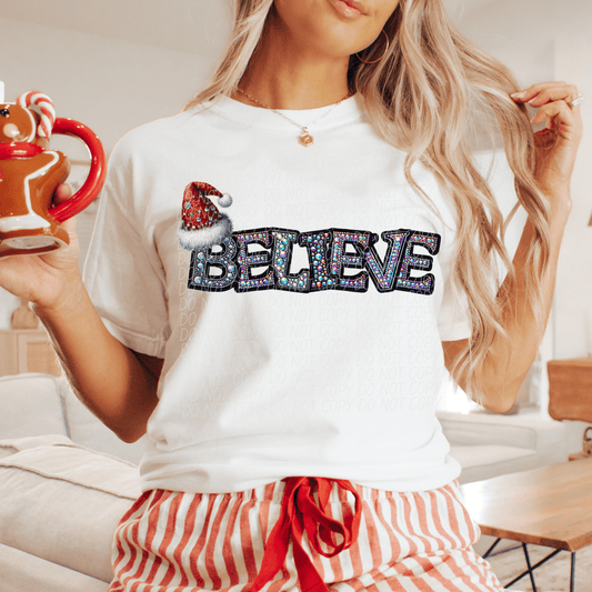 Believe Faux Rhinestone-[DTF Transfer]-Lovie T Designs