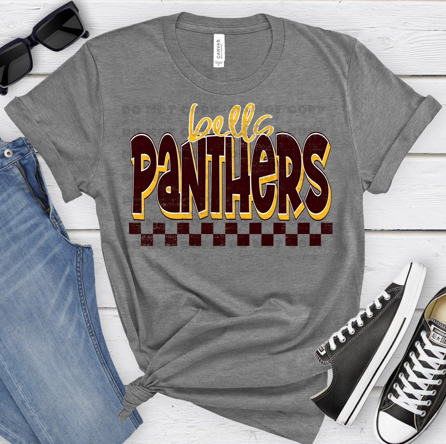 Bells Panthers Maroon Match Ath Gold Grunge-Lovie T Designs