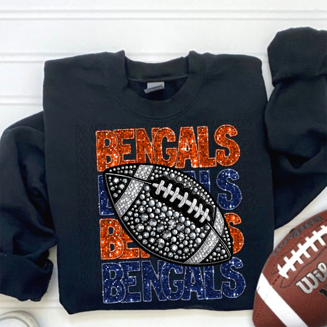 Bengals Orange Blue Stacked Football-Lovie T Designs