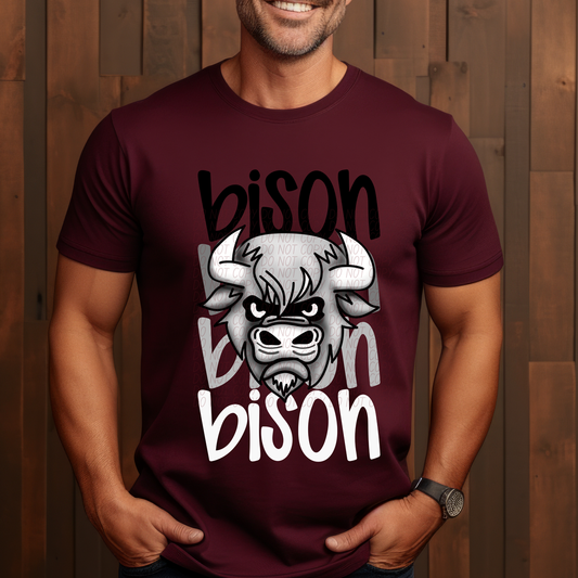 Bison Monochromatic Mascots-Lovie T Designs