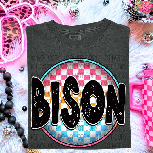 Bison Neon Circle Mascots-Lovie T Designs