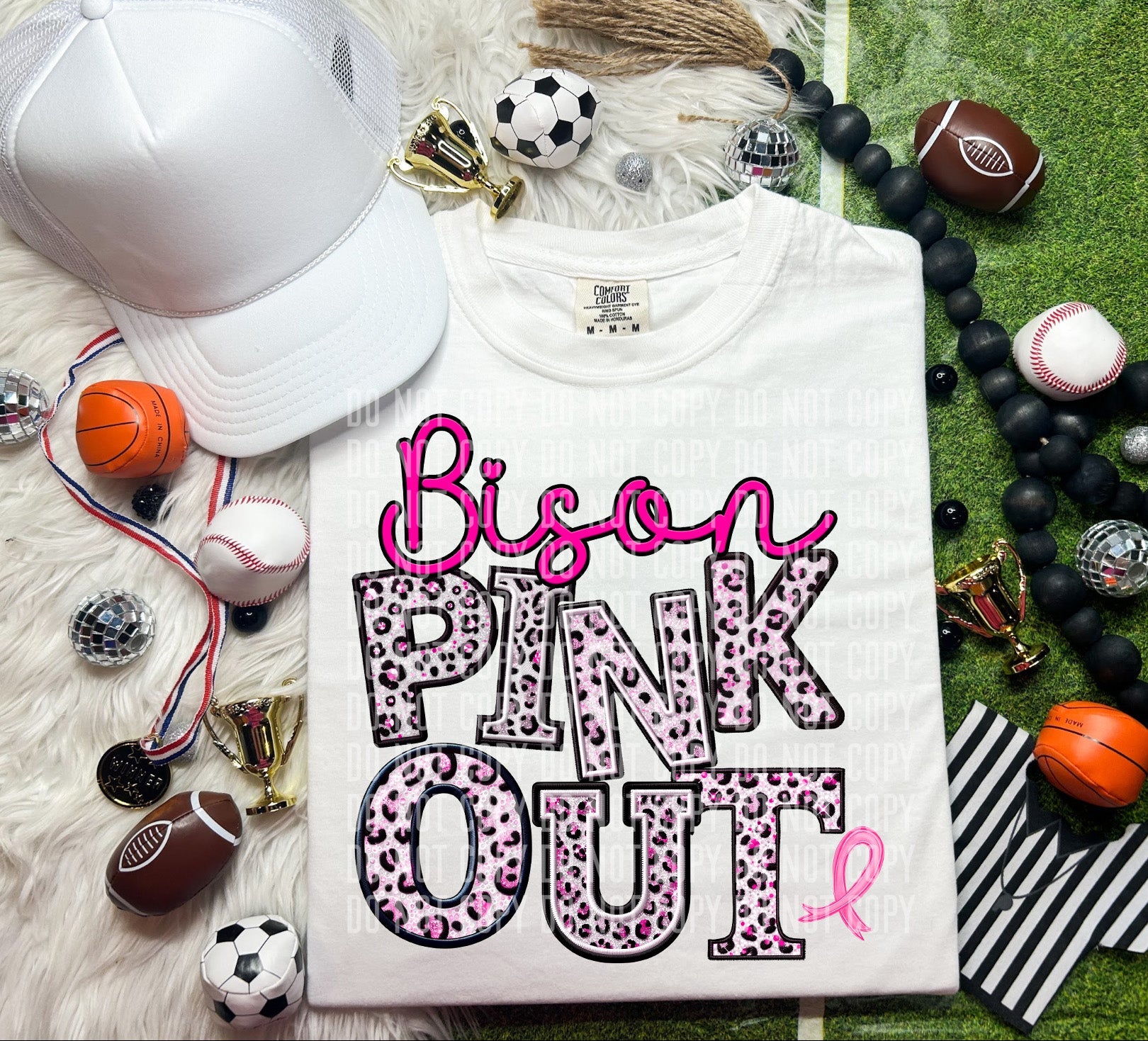 Bison Pink Out Animal Print Mascot-Lovie T Designs