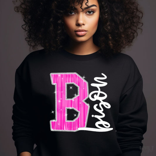 Bison Pink Sparkle-Lovie T Designs