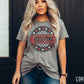 Bison Red Checkered Stars Circle-Lovie T Designs