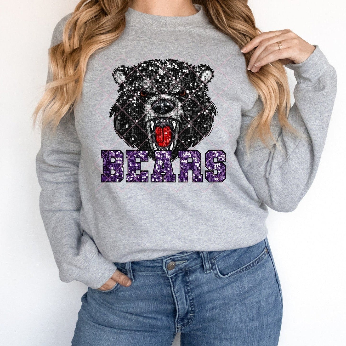 Black Bears Purple Sequin
