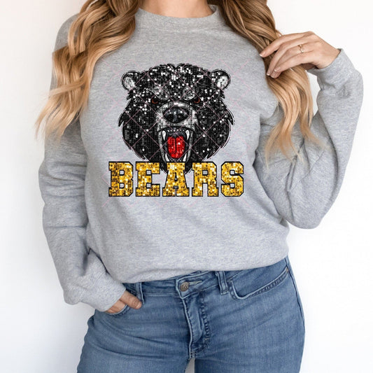 Black Bears Yellow Sequin-Lovie T Designs