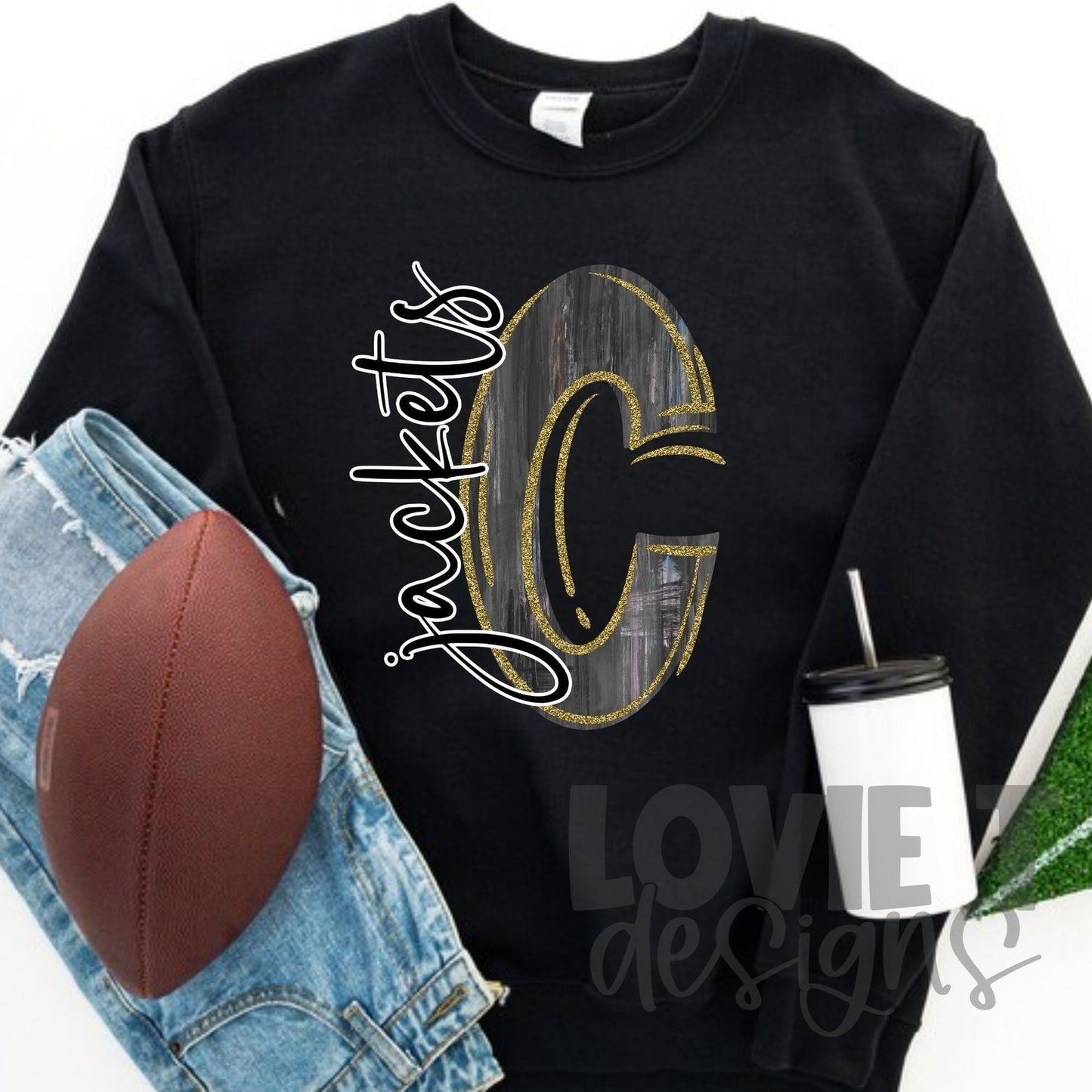 Black C with Gold Outline Jackets-Lovie T Designs