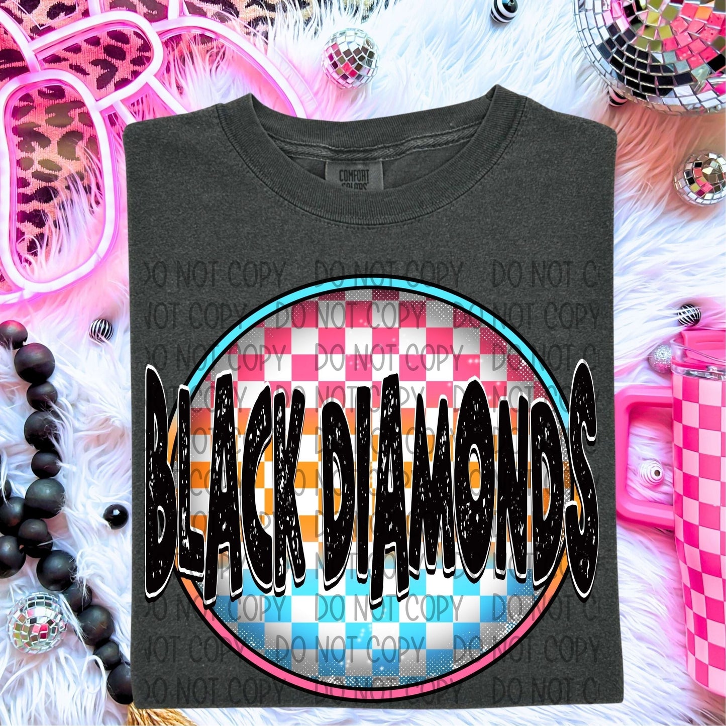 Black Diamonds Neon Circle Mascots-Lovie T Designs