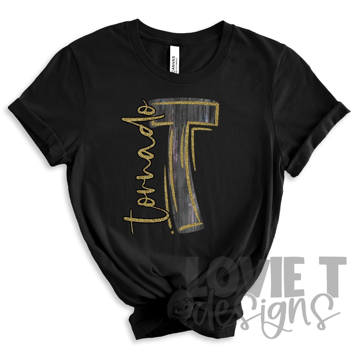 Black and Gold T Tornado-Lovie T Designs