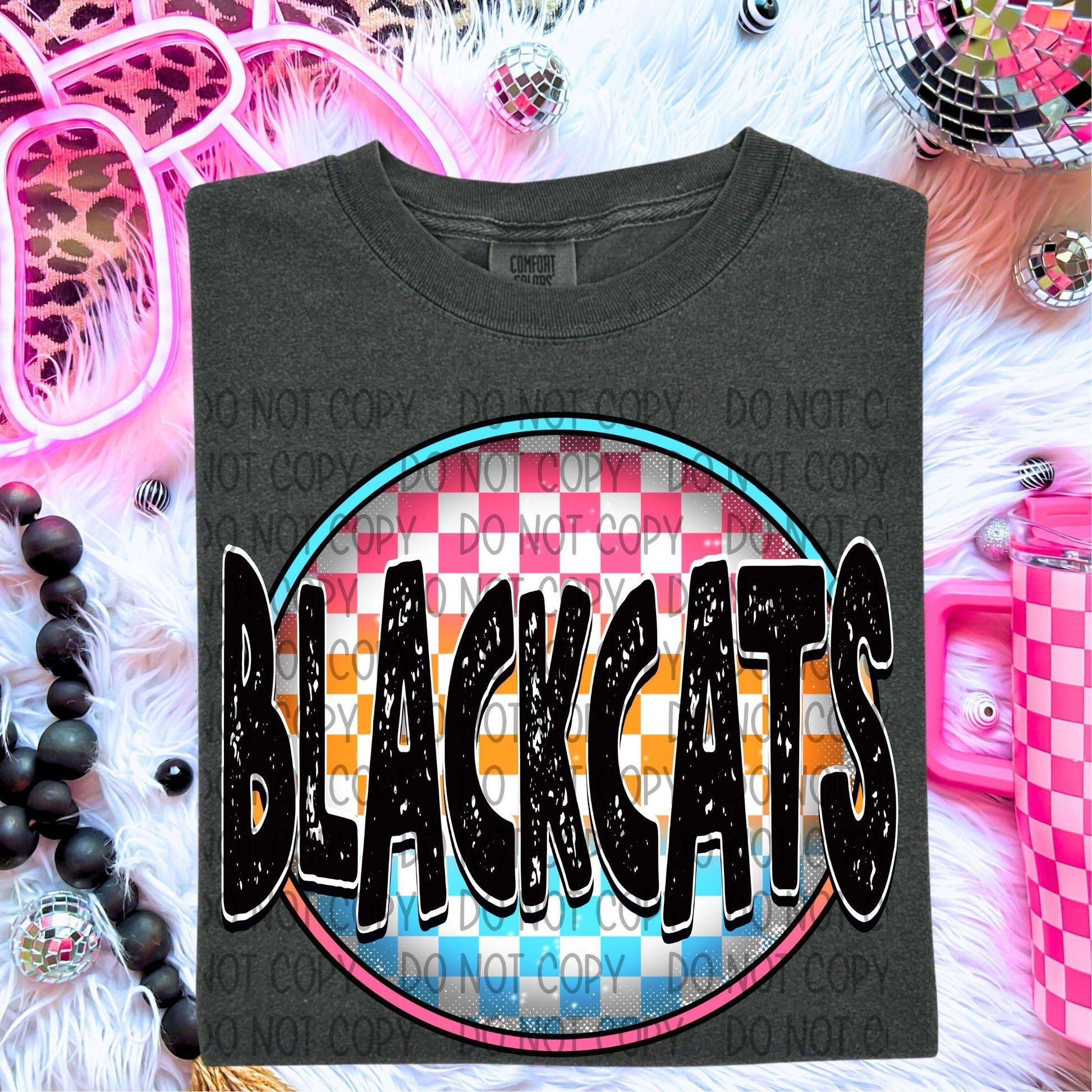 Blackcats Neon Circle Mascots-Lovie T Designs