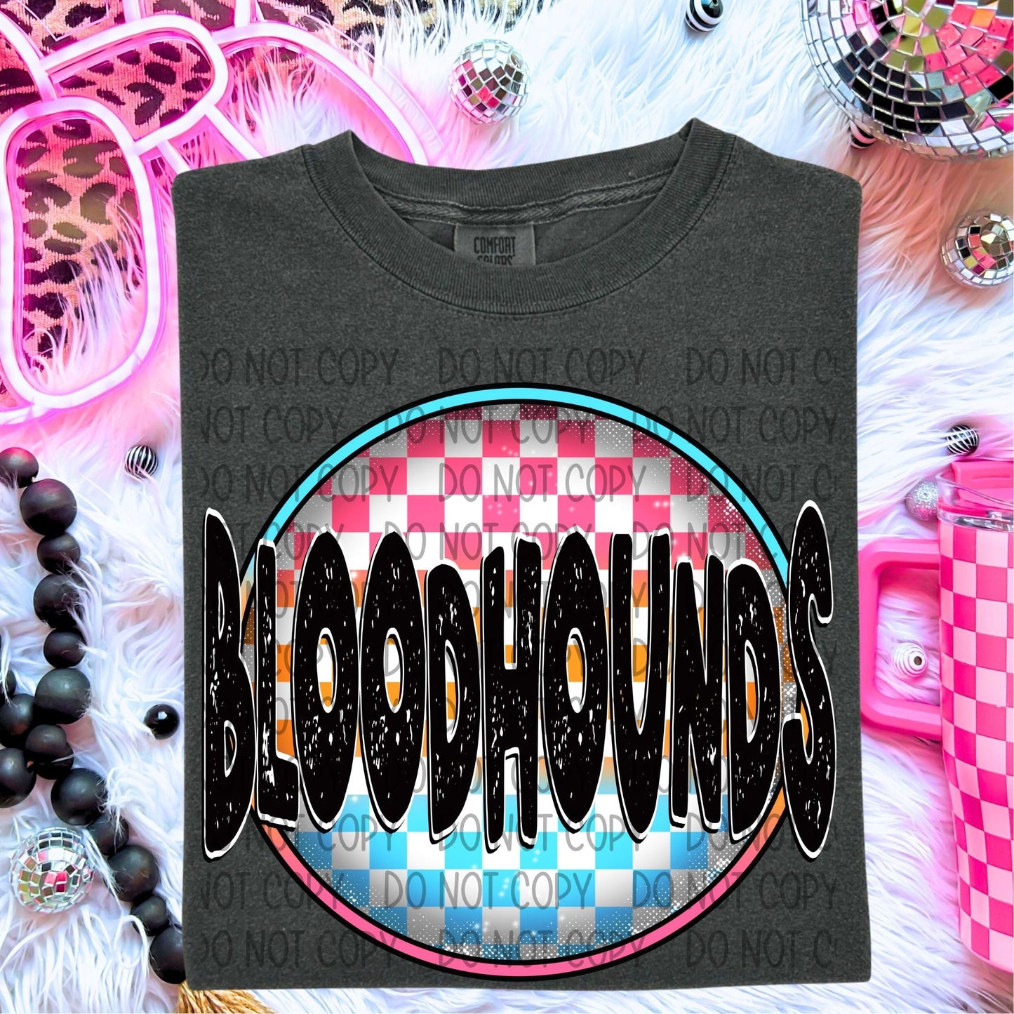 Bloodhounds Neon Circle Mascots-Lovie T Designs