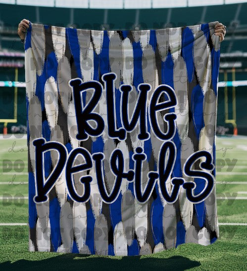 Blue Devils Funky Serif Royal Blue Blanket-Lovie T Designs