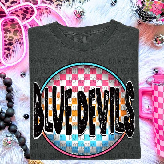 Blue Devils Neon Circle Mascots-Lovie T Designs