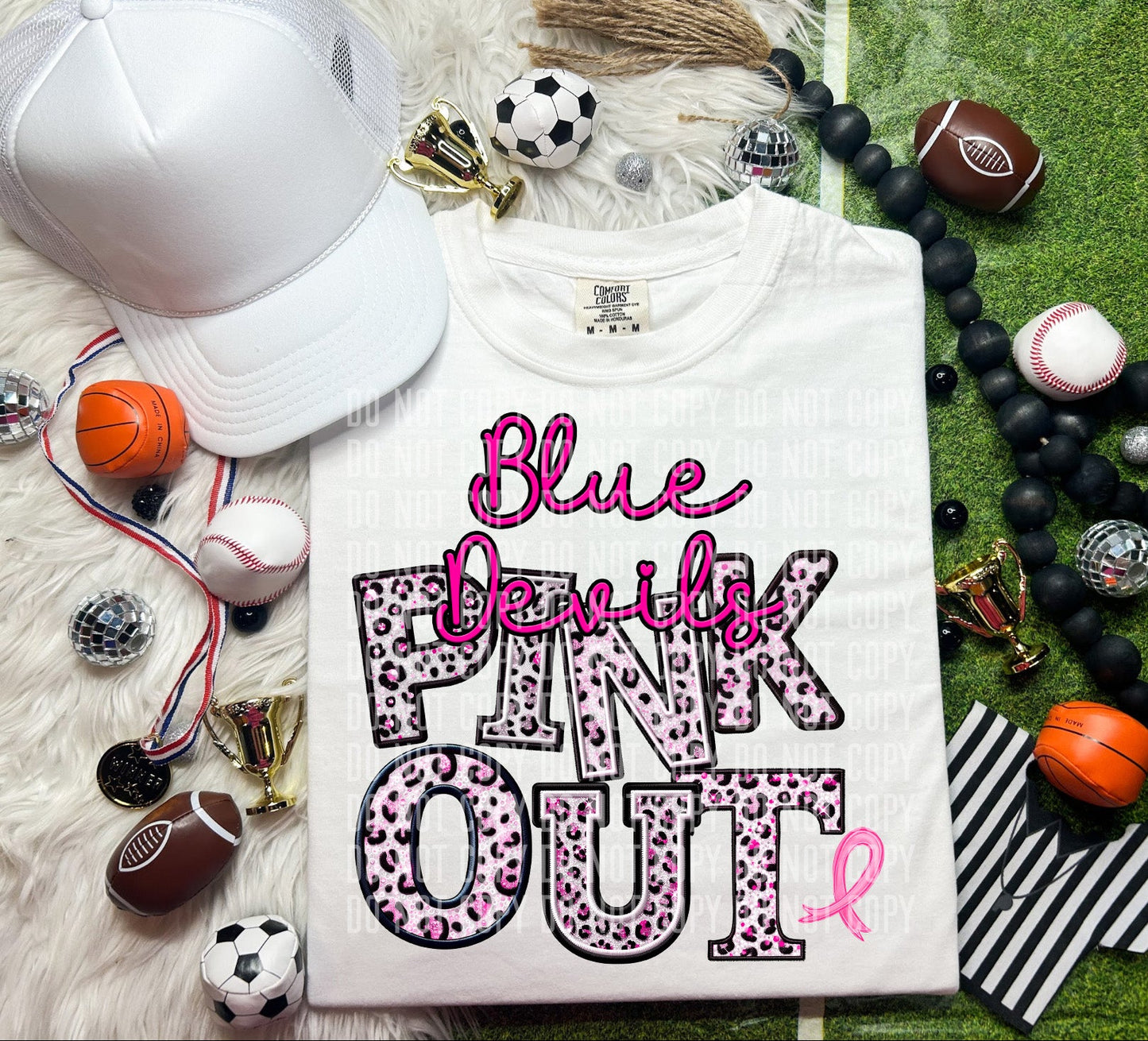 Blue Devils Pink Out Animal Print Mascot-Lovie T Designs