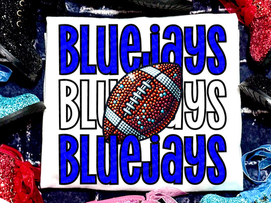 Blue Jays Football Faux Rhinestones Royal Blue White-Lovie T Designs