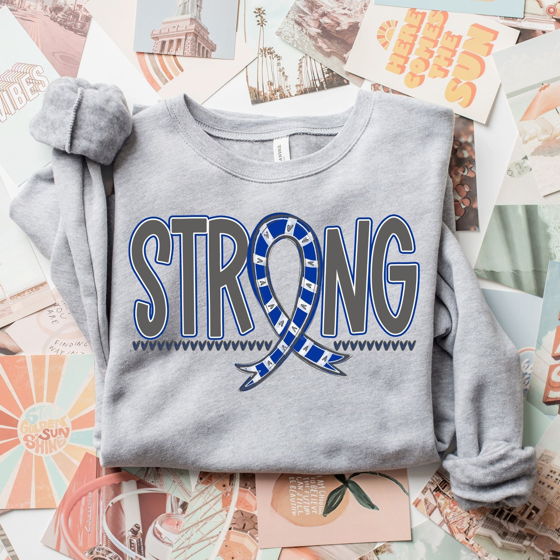 Blue Strong Awareness Ribbon-Lovie T Designs