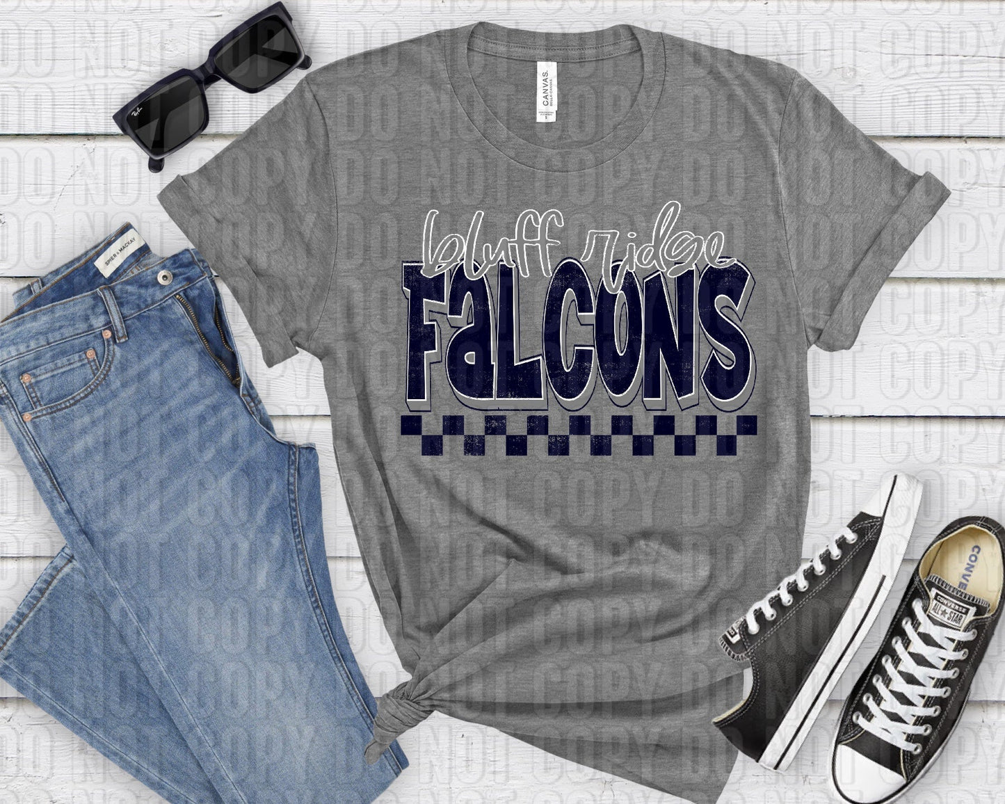 Bluff Ridge Falcons Silver Navy Grunge-Lovie T Designs