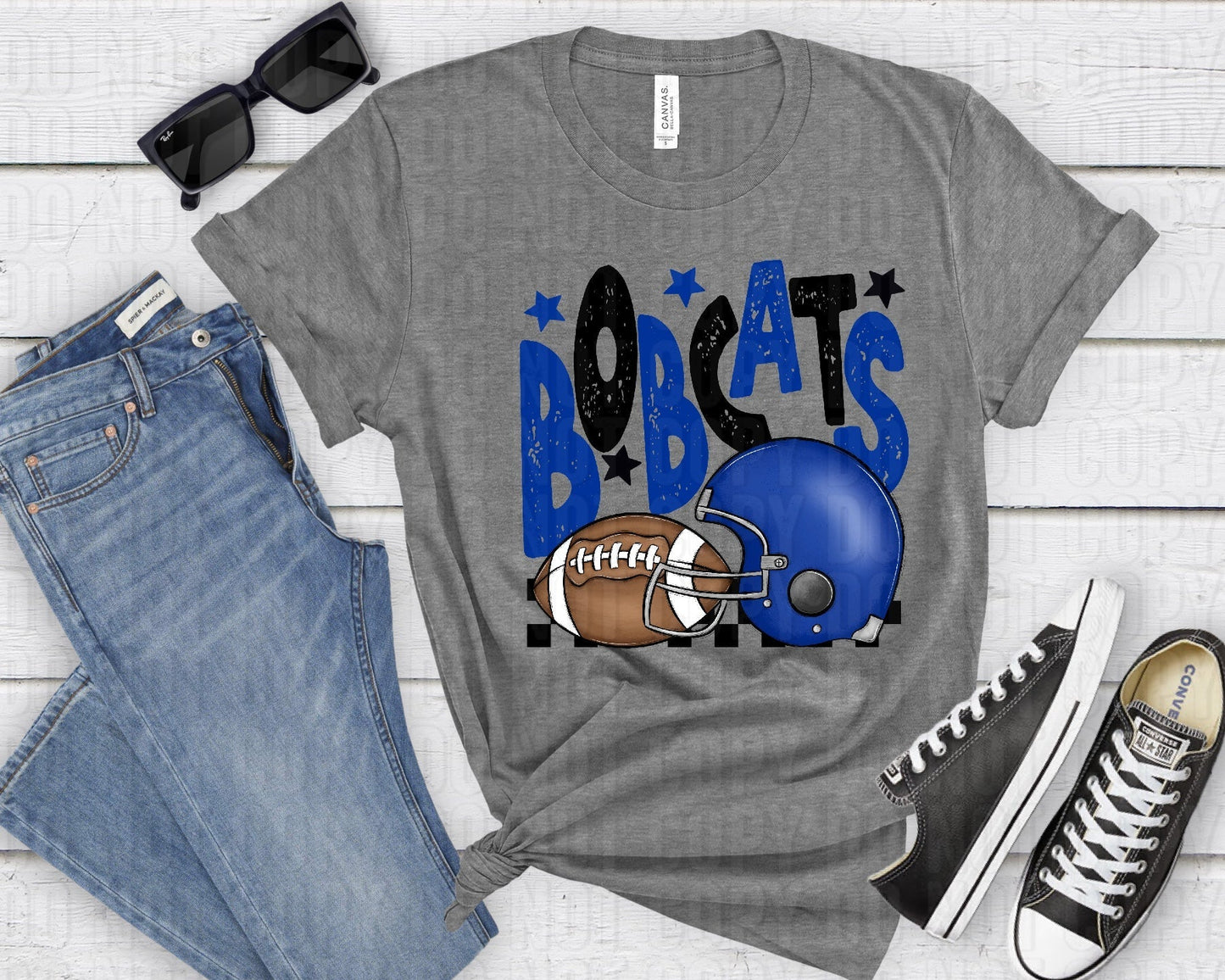 Bobcats Blue Black Checkered FB-Lovie T Designs