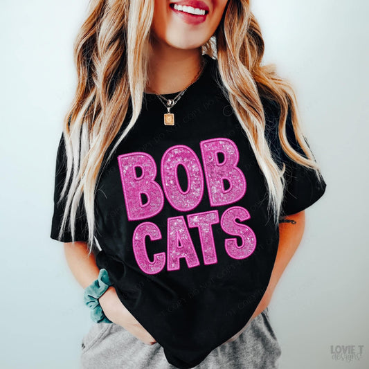 Bobcats Embroidery & Sequin in Pink