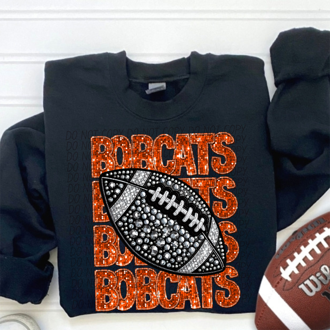 Bobcats Orange Stacked Football-Lovie T Designs