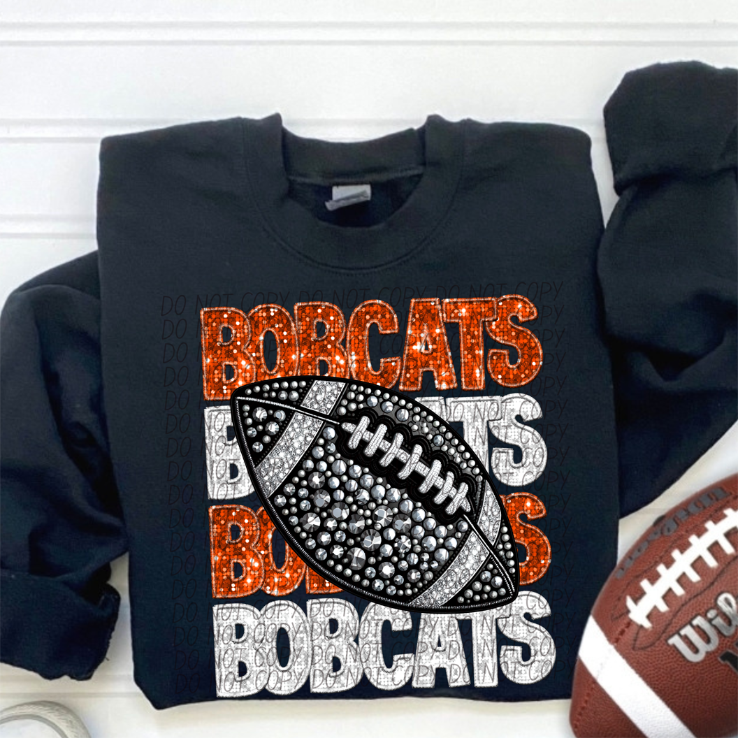 Bobcats Orange White Stacked Football-Lovie T Designs