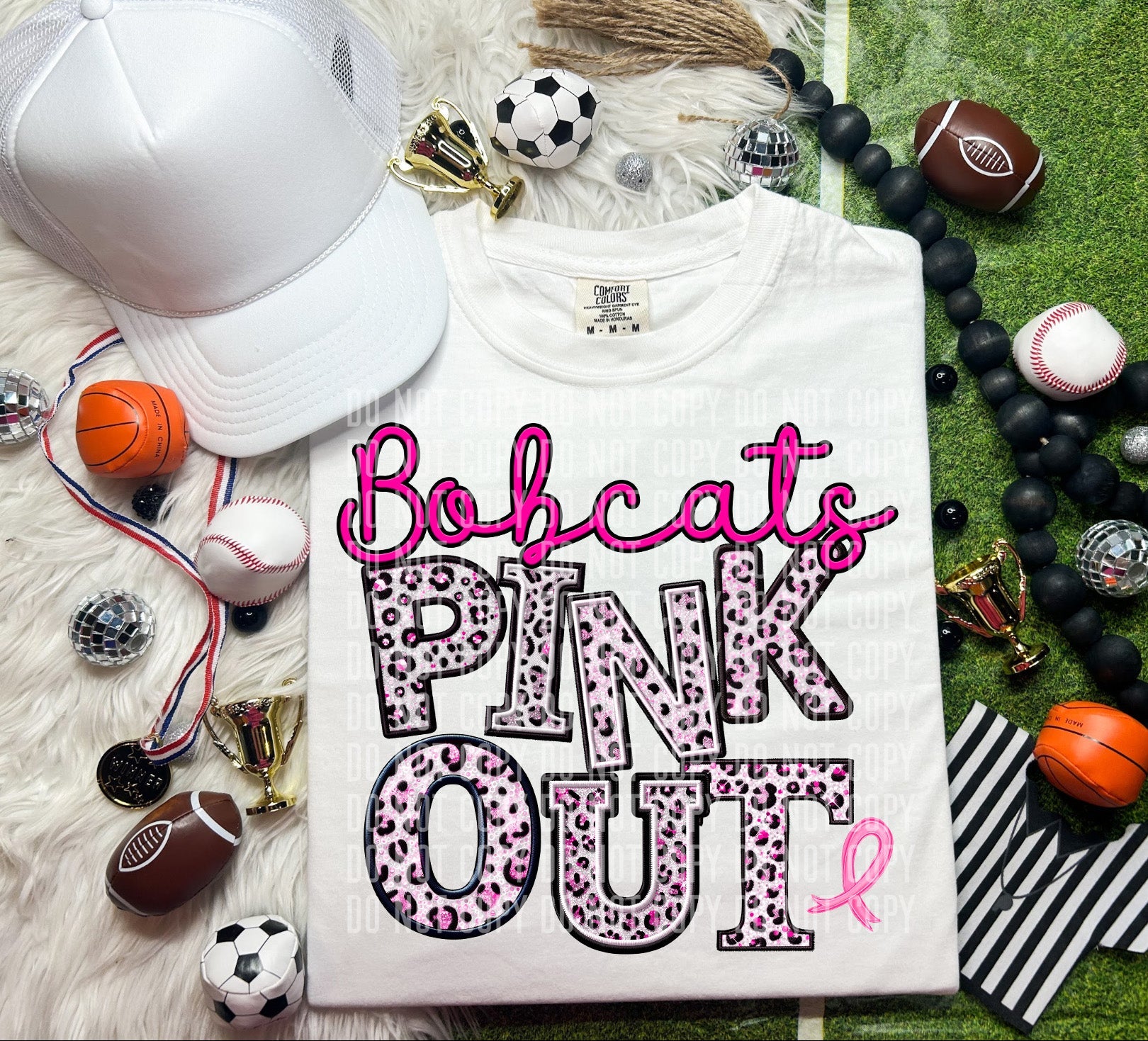 Bobcats Pink Out Animal Print Mascot-Lovie T Designs