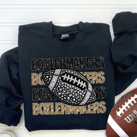 Boilmakers Black Gold Stacked Football-Lovie T Designs