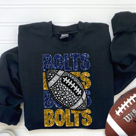 Bolts Blue Gold Stacked Football-Lovie T Designs