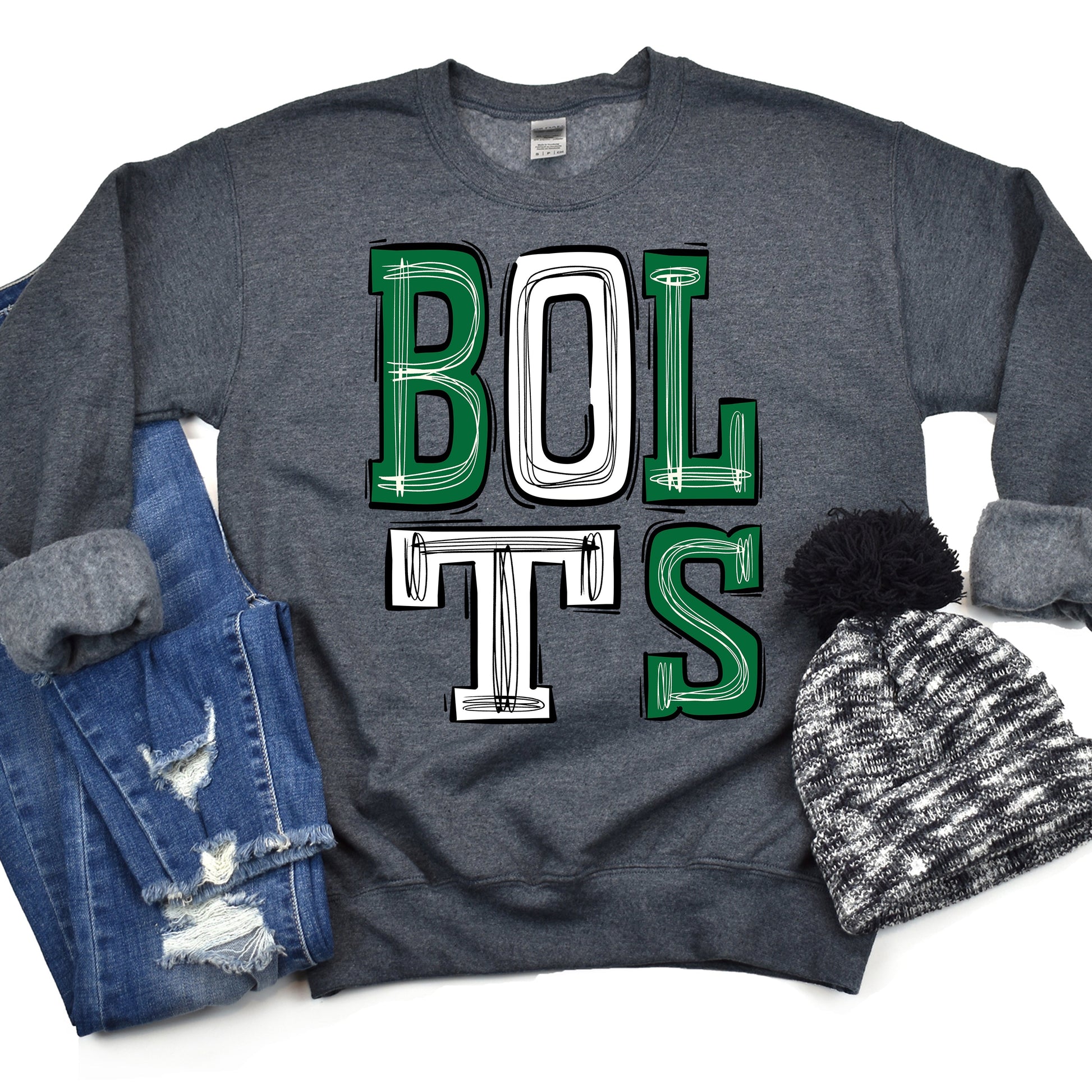 Bolts-Kelly Green-White-Lovie T Designs