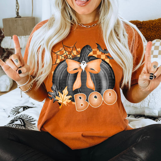 Boo Black and Orange Pumpkin-Lovie T Designs