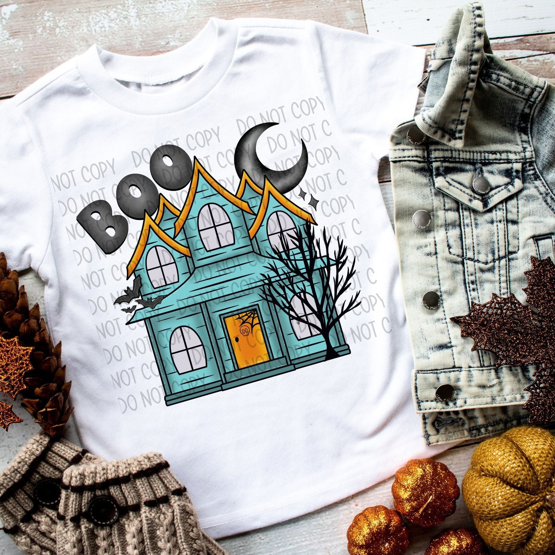 Boo Haunted House Blue-Lovie T Designs