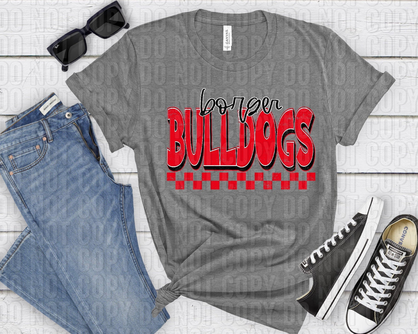 Borger Bulldogs Black Red Grunge-Lovie T Designs