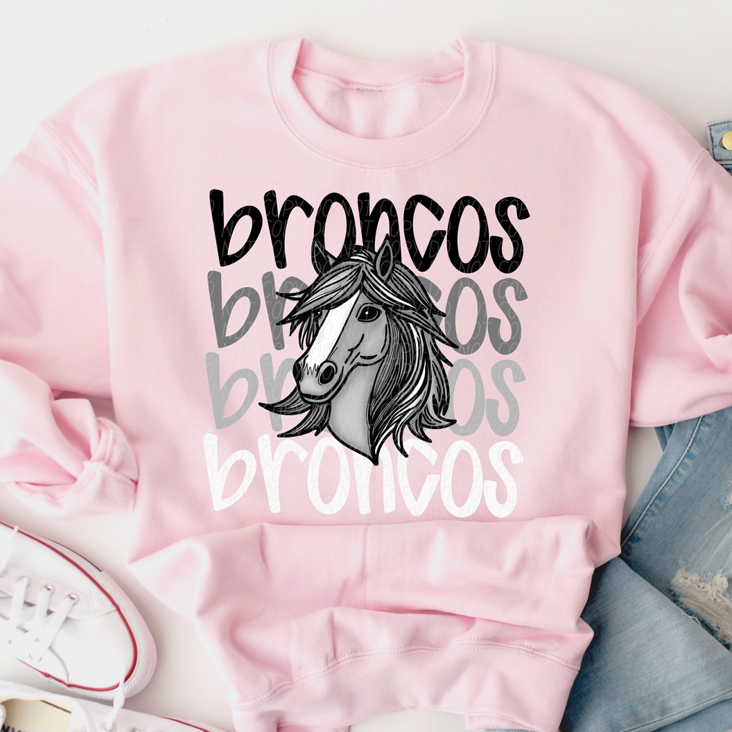 Broncos 2 Monochromatic Mascots-Lovie T Designs