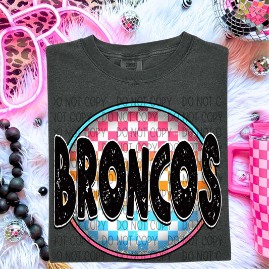 Broncos Neon Circle Mascots-Lovie T Designs