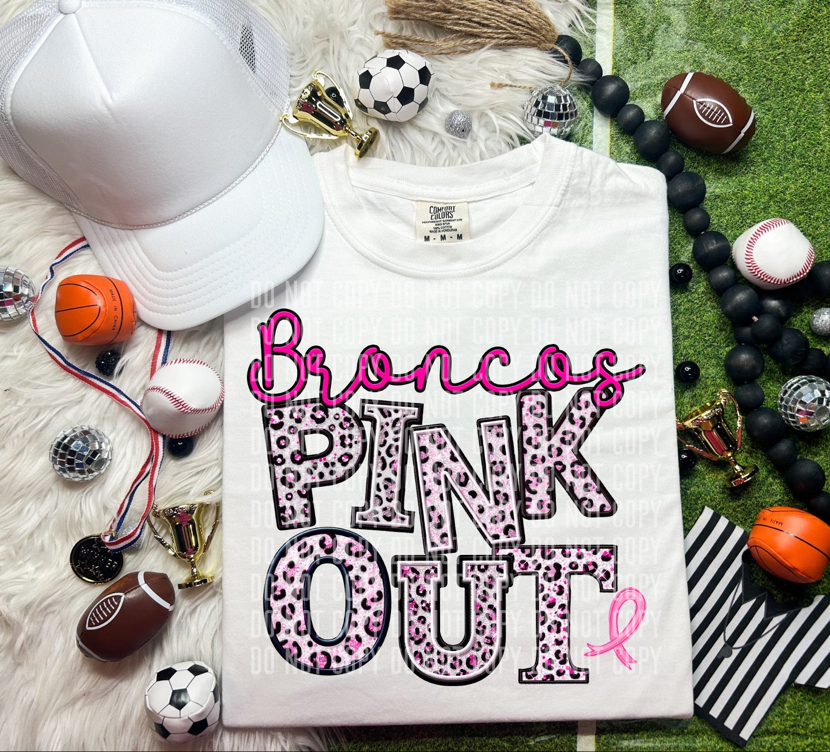 Broncos Pink Out Animal Print Mascot-Lovie T Designs