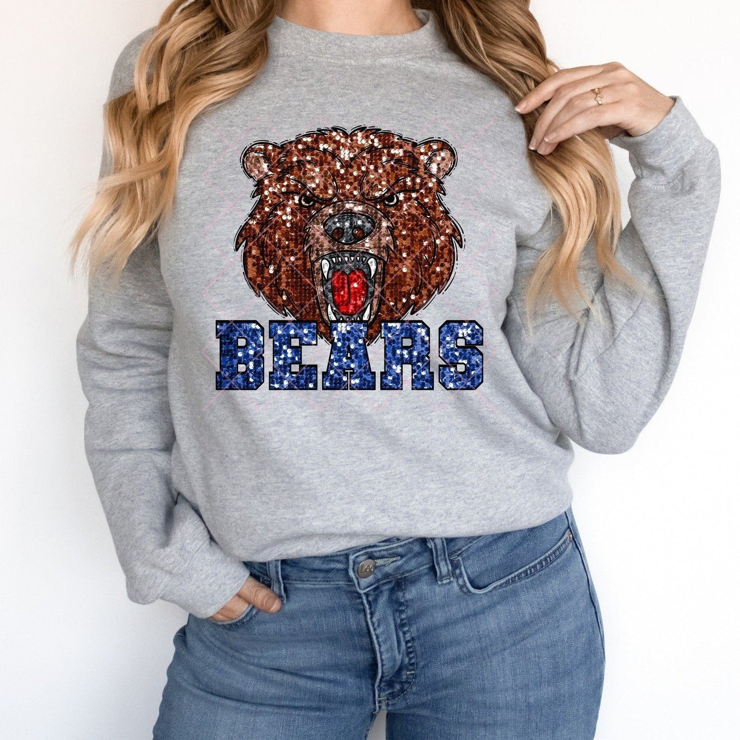 Brown Bears Blue Sequin-Lovie T Designs