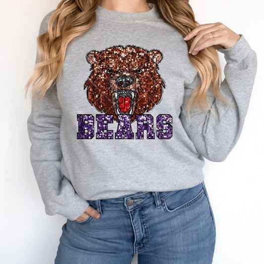 Brown Bears Purple Sequin